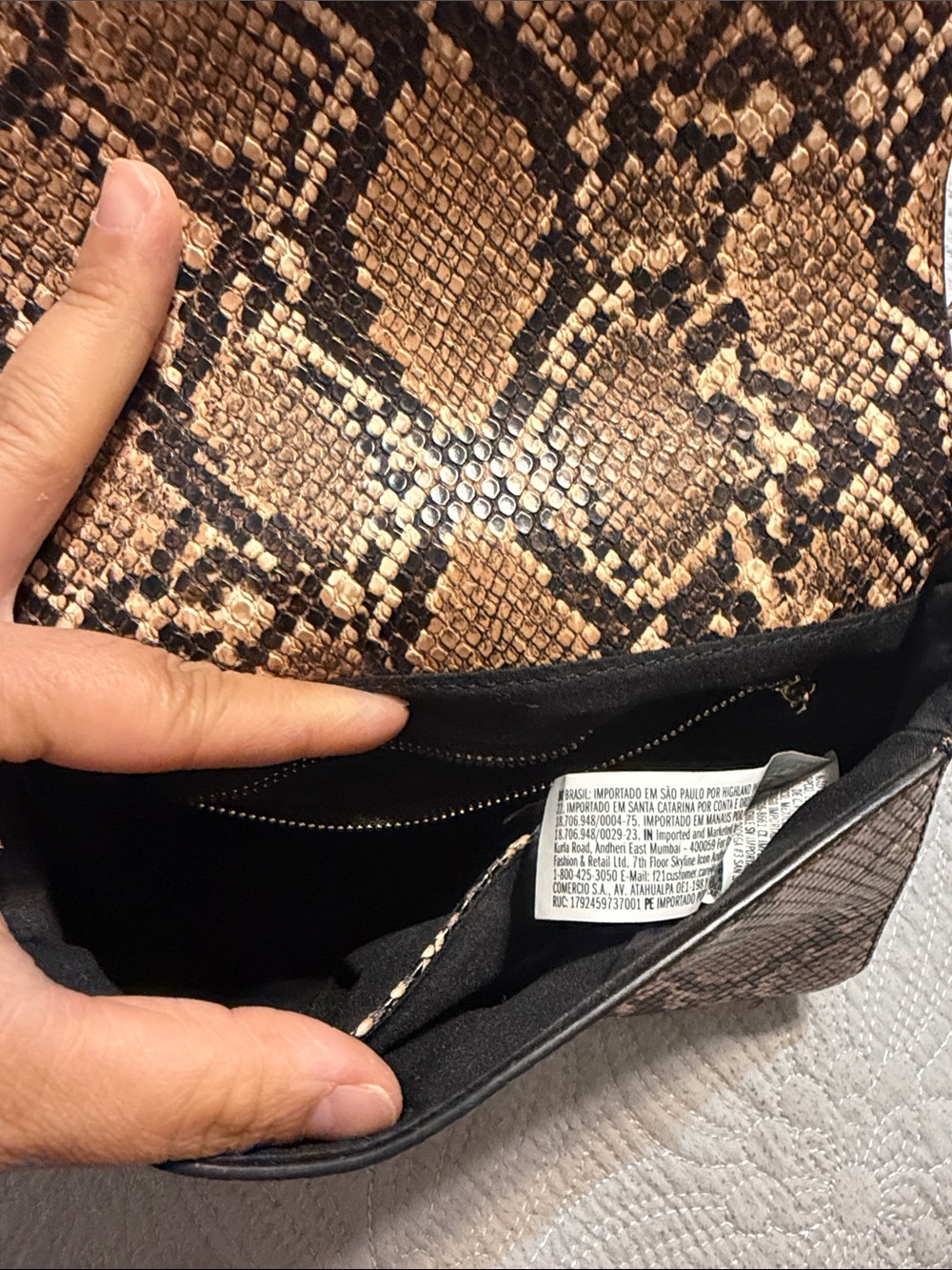 Women's Snake-Embossed Crossbody Bag in Brown - Picture 3 of 3